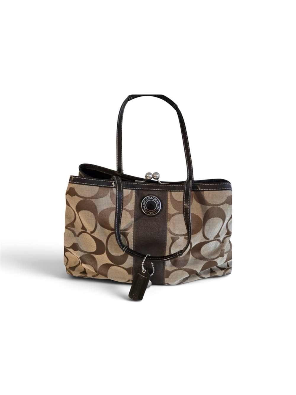 Coach Beige and Brown Signature Canvas Tote